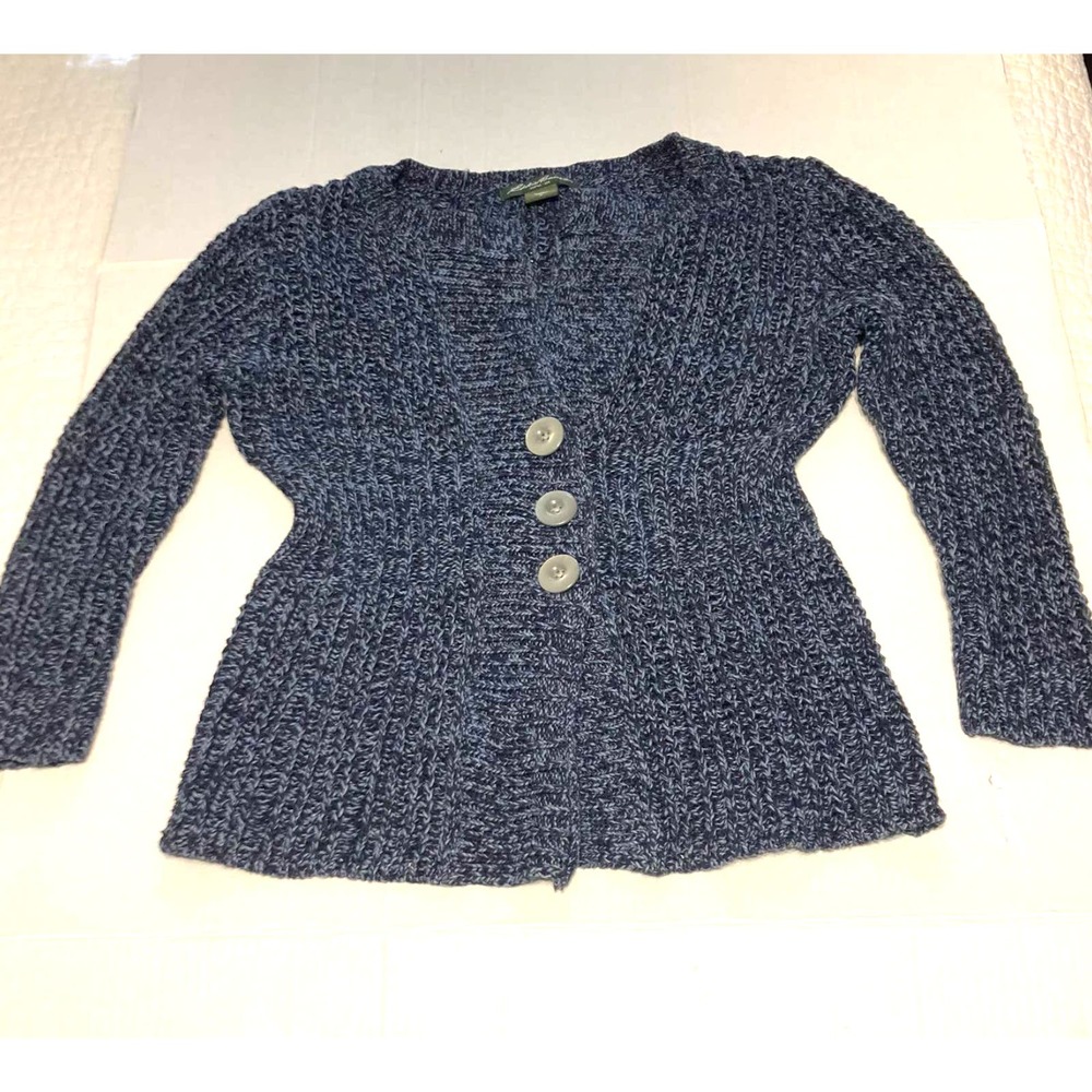 Eddie Bauer Women's 3 Button Cardigan Sweater Size M Blue